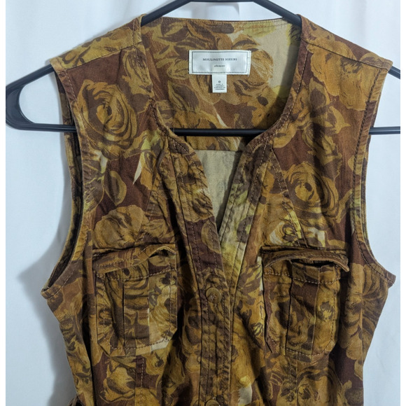 Anthropologie Moulinette Soeurs Brown Floral Rose Brassica Safari Dress Sz 0 J2 - Picture 3 of 5